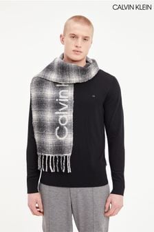 Calvin Klein Grey Wool Blend Check Scarf (C98512) | €102