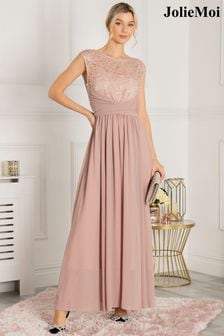 Jolie Moi Pink Lace Bodice Maxi Prom Dress (C98546) | €32