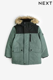Green Shower Resistant Faux Fur Parka Coat (3-16yrs) (C98590) | 19,770 Ft - 24,980 Ft