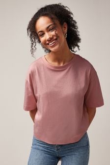 Rose Pink Boxy Relaxed Fit T-Shirt (C98596) | 27 zł