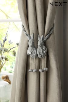 Set of 2 Grey Magnetic Bunny Curtain Tie Backs (C98641) | TRY 521