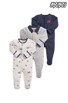 Set de 3 pijamale cu model transport Mamas And Papas Pachet Albastru London (C99159) | 127 LEI