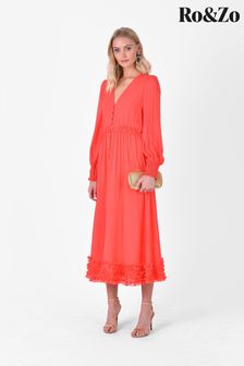 Ro&Zo Pink Coral Frill Button Through Dress (C99323) | 173 €