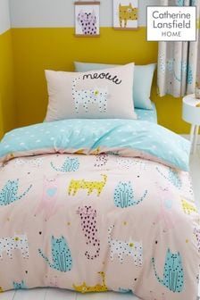 Catherine Lansfield Pink Cute Cats Duvet Cover and Pillowcase Set (C99325) | AED89 - AED100
