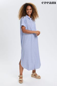 Cream Blue Venta Long Shirt Midi Dress (C99410) | 87 €
