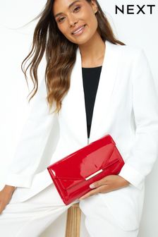 Rot, Lack - Clutch-Tasche mit Umhängekette (C99462) | 23 €