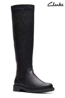 Clarks Black Leather Orinoco2 Long Boots (C99522) | €108