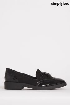 Simply Be Black Extra Wide Fit Tassel Loafers (C99573) | €17.50
