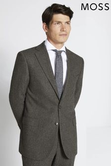 MOSS Regular Fit Olive Green Herringbone Suit (C99920) | €89