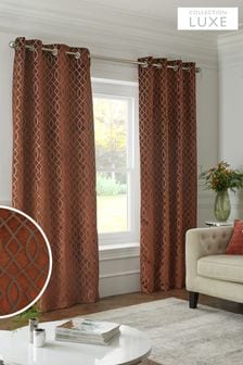 Orange Collection Luxe Heavyweight Maeve Damask Velvet Eyelet Lined Curtains (C99959) | €232 - €464