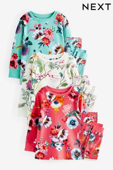 Pink/Blue Floral Pyjamas 3 Pack (9mths-16yrs) (CA8659) | kr386 - kr533