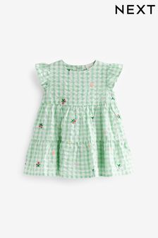 Green Check Embroidery Baby Dress (0mths-2yrs) (CD0306) | 12 € - 13 €