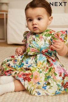Multi Bright Floral Woven Bow Occasion Baby Dress (0mths-2yrs) (CR1626) | €47 - €49