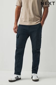 Navy Blue Cotton Stretch Slim Fit Cargo Trousers (CX1556) | CHF 34