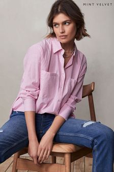 Mint Velvet Pink Longline Stripe Shirt (D00066) | 237 zł