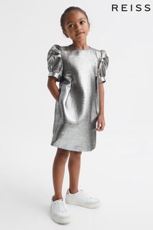 Reiss Silver Ellie Senior Metallic Shoulder Detail Dress (D00270) | €95
