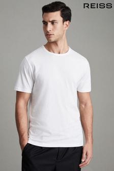 Reiss Optic White Melrose Cotton Crew Neck T-Shirt (D00289) | AED252