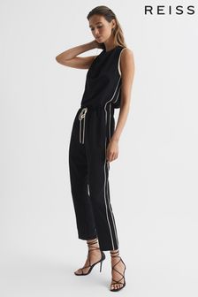 Reiss Black/White Tayla Side Stripe Jumpsuit (D00312) | €301
