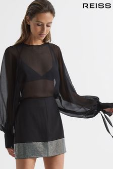 Reiss Black Seline Embellished Mini Skirt (D00322) | €195