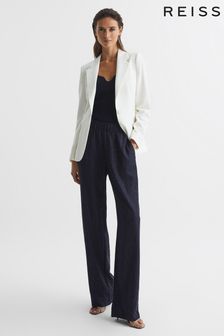 Reiss Navy Arielle Wide Leg Embellished Trousers (D00327) | R5,544