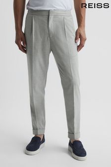 Reiss Soft Grey Brighton Relaxed Drawstring Trousers with Turn-Ups (D00328) | 1,014 QAR