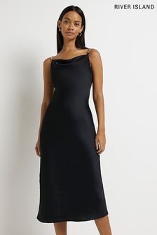 River Island Black Chain Slip Midi Dress (D01016) | 57 €