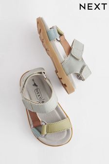 Mineral Blue Cushioned Touch Fastening Trekker Sandals (D01320) | $40 - $46