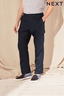 海軍藍 - 亞麻混紡工作褲 (D01554) | HK$276