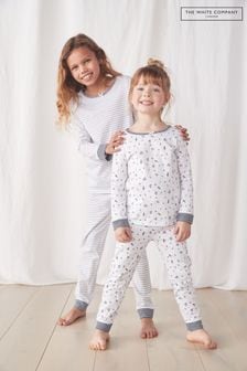 The White Company Forest Floral & Stripe White Pyjamas Set of 2 (D01639) | 195 SAR - 219 SAR