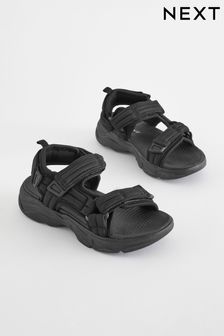 Black Sporty Trekker Sandals (D01652) | $34 - $46