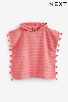 Fluro Stripe Pink Towelling Poncho (D01680) | $32 - $42