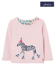 Joules Tate Langärmeliges Shirt mit Print, Pink (D01917) | 20 €