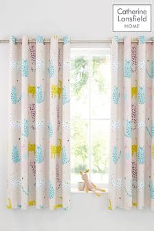 Catherine Lansfield Pink Cute Cats Reversible Eyelet Curtains (D01991) | AED238