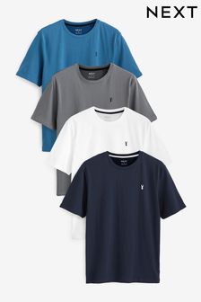 Weiß/Schiefergrau/Blau/Marineblau - Reguläre Passform - T-Shirts im 4er-Pack (D02391) | 54 €