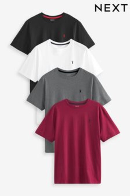 Burgundy Red/White/Grey/Black T-Shirts 4 Pack (D02392) | €38