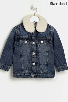 River island borg denim jacket clearance