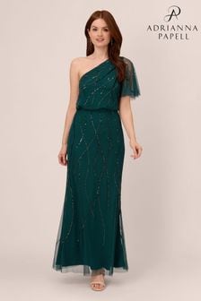 Adrianna Papell Green Studio Beaded Blouson Gown (D02730) | AED882