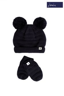 Joules Blue Pom Set Knitted Hat And Glove Set (D02869) | TRY 392
