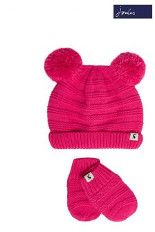 Joules Pink Pom Knitted Hat And Glove Set (D02870) | 23 €