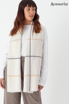 Accessorize Carter Check Blanket White Scarf (D03100) | $36