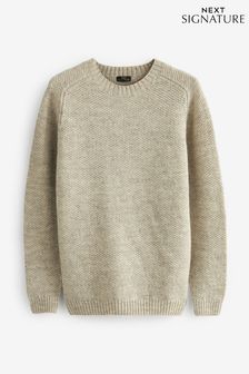 Neutral Stitch Regular Signature British Wool Knitted Jumper (D03109) | 95 €