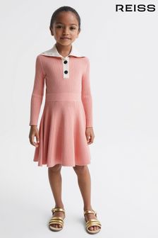 Reiss Pink Malani Senior Colourblock Knitted Dress (D03162) | 490 SAR