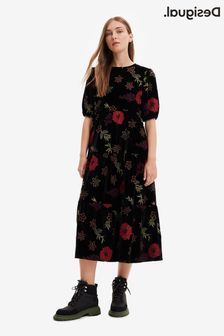 Desigual Floral Black Print Midi Dress (D03167) | HK$1,900