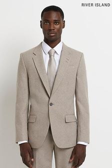 River Island Brown Flannel Suit Jacket (D03351) | €51