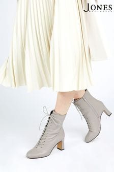 Jones Bootmaker Grey Lenore Heeled Leather Ankle Boots (D03422) | €85