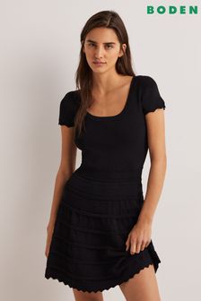 Boden Detail Knitted Mini Black Dress (D03475) | €68