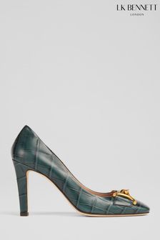 LK Bennett Gianna Sea Green Croc-Effect Leather Snaffle Detail Court Shoes (D03750) | 375 €