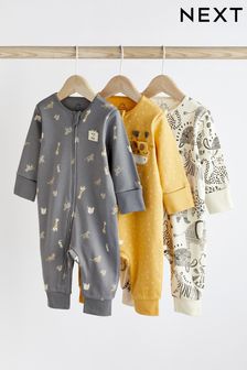 Коричневато-желтый - Набор из 3 пижам для малышей без носочков (0-3 года) (D03957) | €27 - €32
