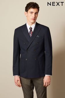 Navy Blue Double Breasted Slim Textured Blazer (D04213) | 101 €