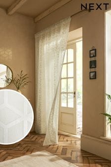 White Flocked Geometric Voile Slot Top Unlined Slot Top Slot Top Sheer Panel Sheer Panel Curtain (D04382) | 37 € - 51 €